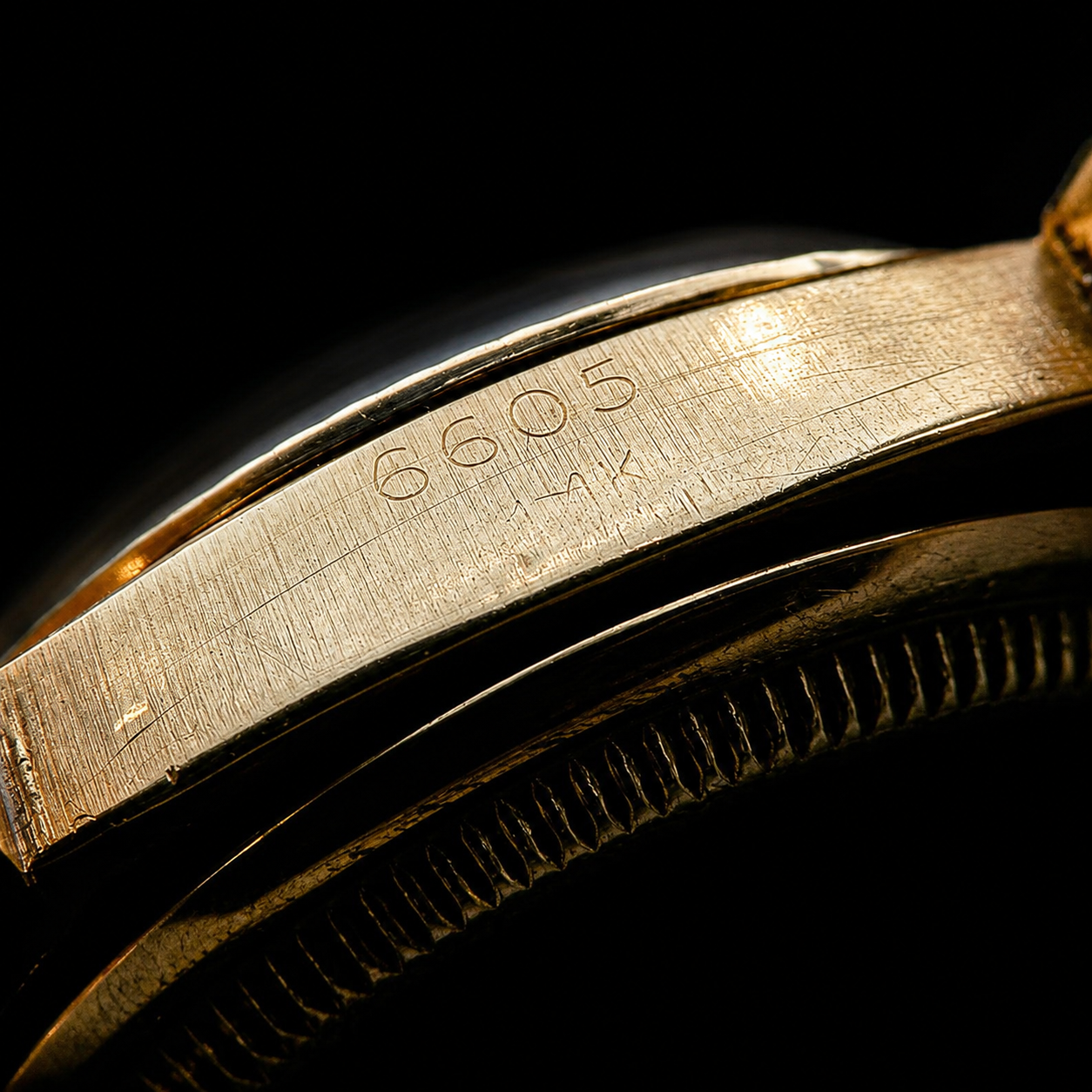 14K Solid Gold ROLEX Oyster Perpetual Datejust Ref.6605 / 14金無垢★ロレックス デイトジャストRef.6605★初両方向巻き上げ名機1056キャリ☆当社OH済みのサムネイル