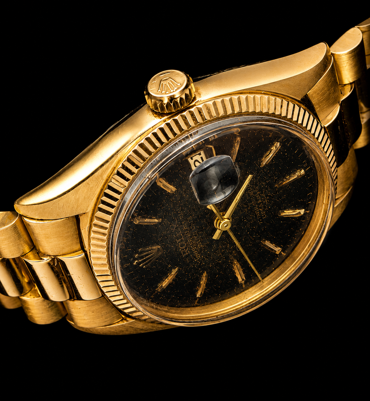 18K Solid Gold ROLEX Oyster Perpetual Datejust Ref.6605 Black Gloss Dial / 18金無垢 ロレックス デイトジャストRef.6605 ブラックミラー文字盤 両方向巻き上げ名機1056キャリ☆当社OH済みのサムネイル