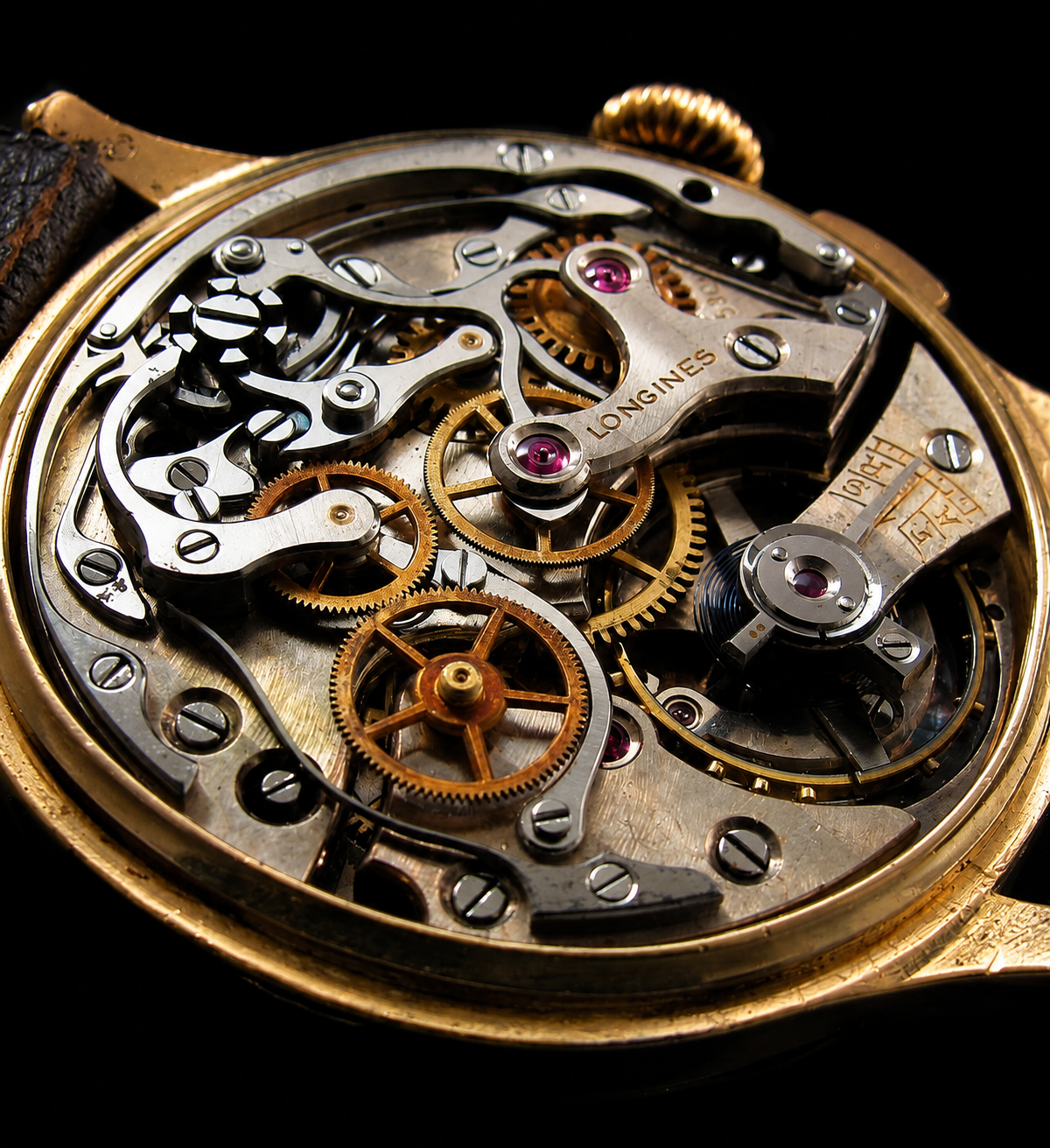 Longines 18K SolidD Gold Chronograph Exotic dial Caliber.GHT/ ロンジン ワンプッシュクロノ Cal.GHT 18金無垢シャンパンゴールド エキゾチック文字盤 のサムネイル