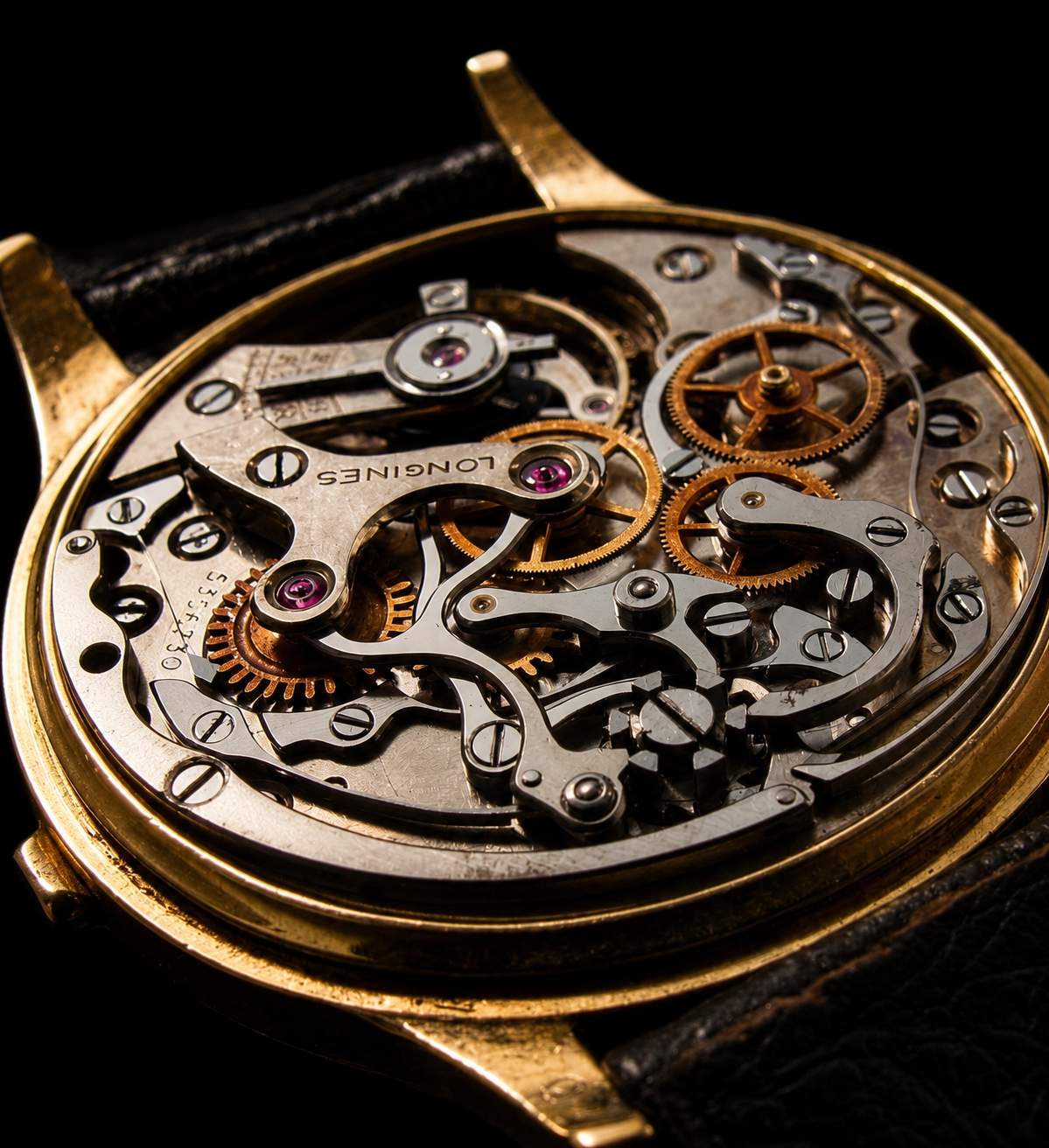 Longines 18K SolidD Gold Chronograph Exotic dial Caliber.GHT/ ロンジン ワンプッシュクロノ Cal.GHT 18金無垢シャンパンゴールド エキゾチック文字盤 のサムネイル