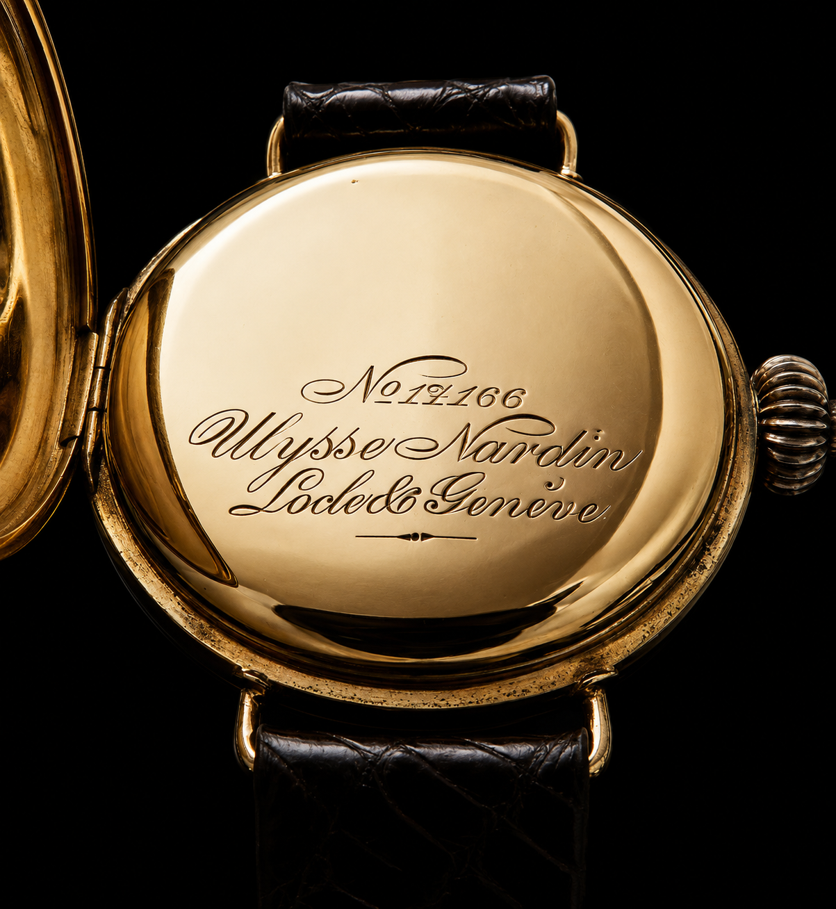 Ulysse Nardin 18k solid gold Hunter Case Cliber.GHT The first Chronograph Model / Cal.GHTワンプッシュクロノグラフ 純正オニオン竜頭 ユリス・ナルダン 18金無垢のサムネイル