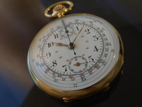 激希少☆30分積算計クロノグラフ☆14金無垢50mmオープンフェイス