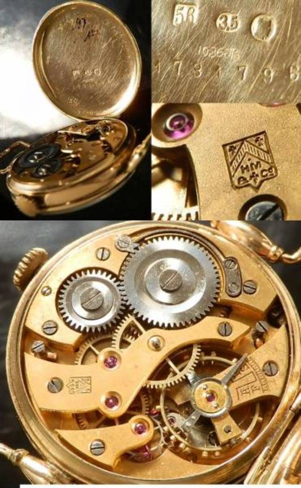 1930年代幻の逸品☆H・モーザー☆9金無垢ハンター☆ポーセリング