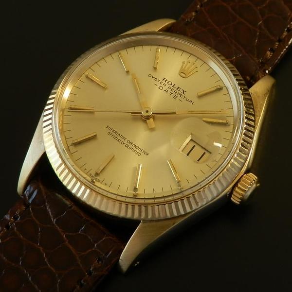 ROLEX 1503 14KYG Cal.1570 デイトジャスト 激希少14金無垢シャンパン 