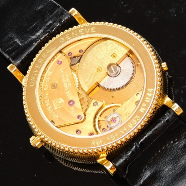 激希少18金無垢スケルトンバックケース☆ユニバーサルジュネーブ