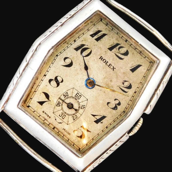 激激希少1920年頃☆925銀無垢彫金ワイドトノー30mm☆ロレックス
