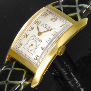 激希少1940年代製造14金無垢カーブド(湾曲)レクタンギュラー★グリュエン カーベックス(湾曲) Ref.440 488★Cal.440カーブド(湾曲)機