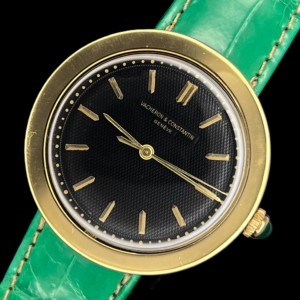 幻の逸品18金無垢ディスク35mmワイドボディーフーデッド★ヴァシュロン・コンスタンタン★光沢グロスブラック☆緩急針高級仕上げCal.466/3B