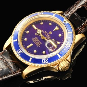 幻の逸品!ブリティッシュ市場特別発注1973年製造パープルチェンジ★ロレックス サブマリーナデイト Ref.1680/8★18金無垢青サブ☆Cal.1575
