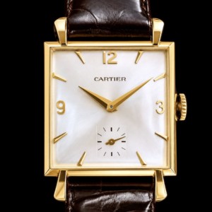 18K Solid Square Gold with Fancy Lug ” EWC  Cartier EUROPEAN WATCH & CLOCK COMPANY”  Cal.417 18金無垢　スクエアーケース ファンシーラグ