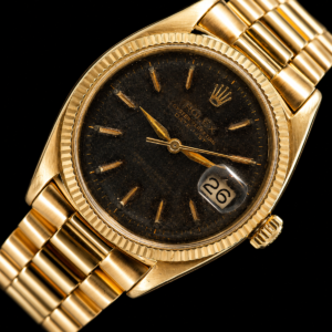 18K Solid Gold ROLEX Oyster Perpetual Datejust Ref.6605 Black Gloss Ghost Dial  / 18金無垢 ロレックス デイトジャストRef.6605 ブラックミラー ゴースト文字盤 両方向巻き上げ名機1056キャリ☆当社OH済み