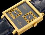 Baume & Mercier Dual Time Ref.32001 Cal.BM550 Twin-hand winding Movement 18K Solid gold Big Square Case w/ メッシュ彫金 Circa1970s / ボーム&メルシエ デュアルタイム 18金無垢 Ref.32001 BM550 手巻 ダブル キャリバー